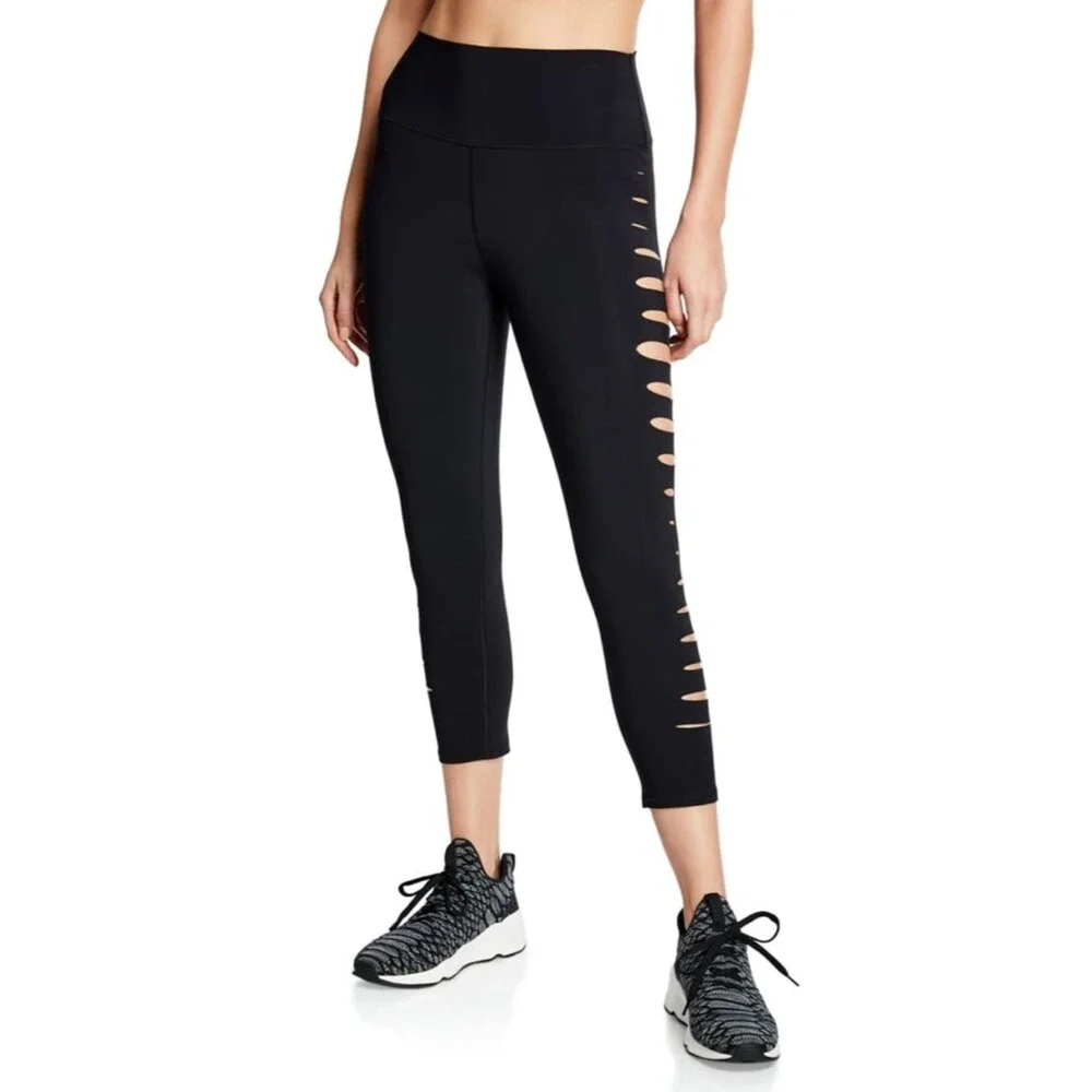 Alo Yoga High-Waist Side Sliced Capri Leggings Black Small